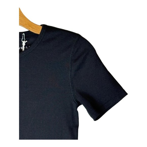 Everlane Black The Supima Micro Rib Crew Neck Short Sleeve Tee Size S NWT - Picture 7 of 9